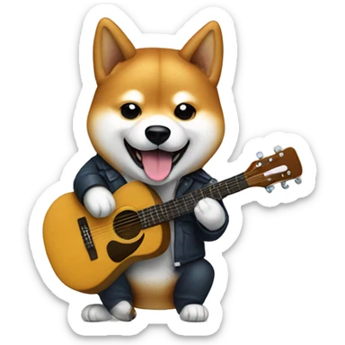 Shiba Inu dog playing guitar sticker