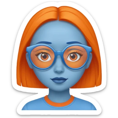 girl blue skinned orange glassed sticker