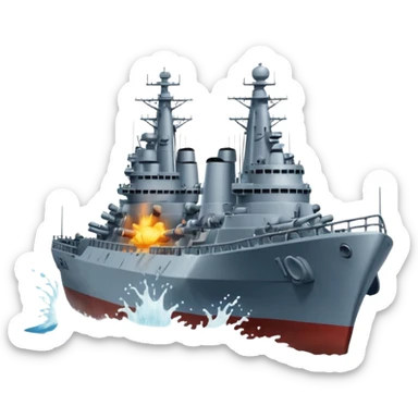 two battleships in a collision, water splashing, animated faces sticker
