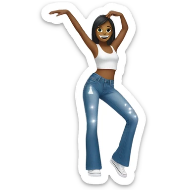 Dancer with sparkles and low rise flare jeans sticker