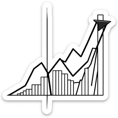 graph showing decline with downward arrow sticker