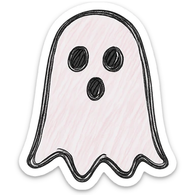 hand drawn outlined icon of a pink ghost, no fill sticker