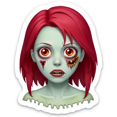 Zombie emoji woman with cherry red hair sticker