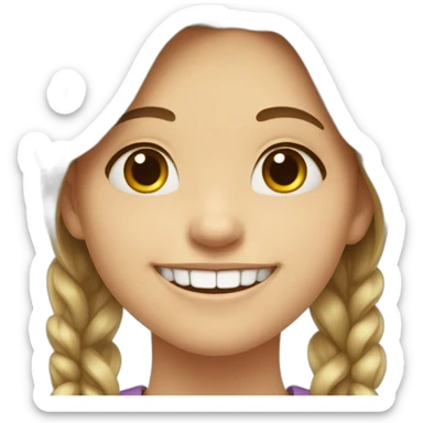 Girl with braces on her teeth smiling with chubby cheeks. sticker
