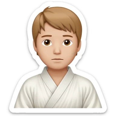 A man with light brown hair wearing elegant white Chinese robes, a bandage wrapped around his neck, looking calm and composed sticker