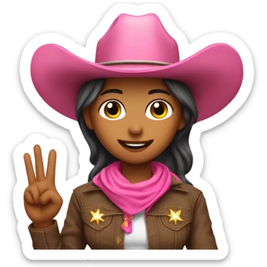 Pink cowboy girl make ok sign with raised had sticker
