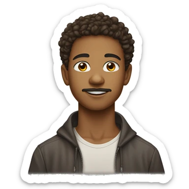 17 year old mixed race West Indian boy with thin mustache and light goatee with curly hair, brown eyes and earrings sticker