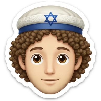 jewish man wearing the jewish people caps with the curly hair sticking out sticker