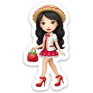 pretty and cute realistic modern day strawberry shortcake full body with high heels emoji sticker