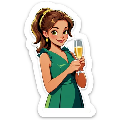 Girl with glass of champagne sticker