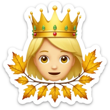 fall ecstatic emoticon artsy slightly creepy crown of leaves but make the base a normal yellow genderless emoji sticker