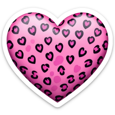pink leopard print heart sticker