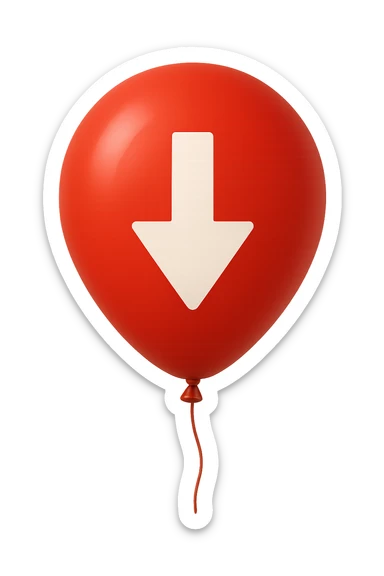 palloncino rosso con freccia in giù  sticker