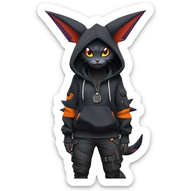 Dark Anthro Cool Noivern-Litten-Quilava-Pokémon Punk Techwear Hoodie Cargo Collar Full Body sticker