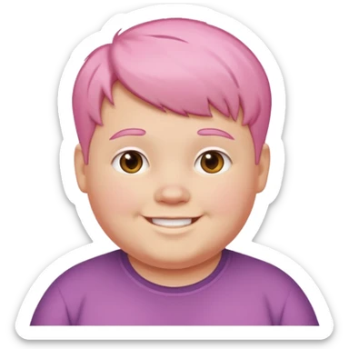 un nene blanco rellenito con pelo corto rosa sticker