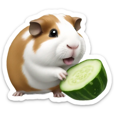 Guineapig standing on 2legs eating cucumber  sticker