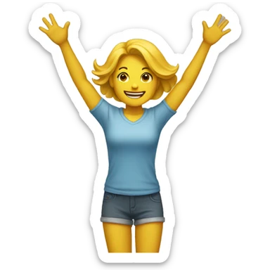  Woman with yellow skin and legs raising both arms in the air sticker