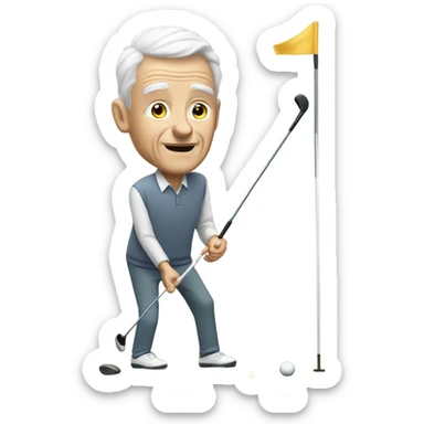 Elderly white male no facial hair playing golf sticker