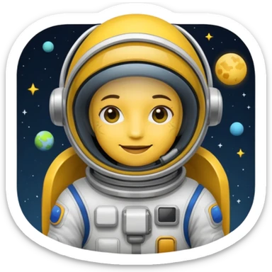 Among Us crewmate character showing happiness, simple and bold emoji style sticker