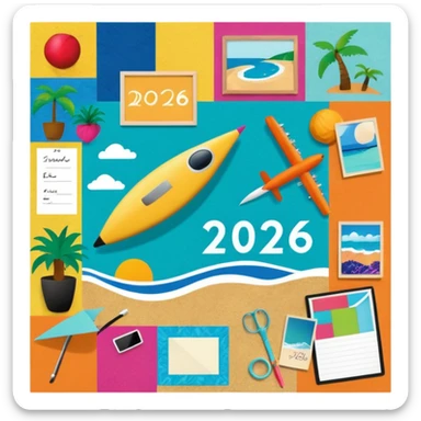 An extremely detailed lifestyle vision board collage for the year 2026. sticker