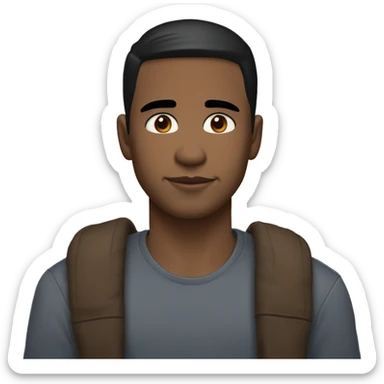 white man black short hair, brown eyes, medium sized lips, cute nose, beauty mark in between is eyebrows but a little up very small one though and ears stick out A LITTLE BIT sticker