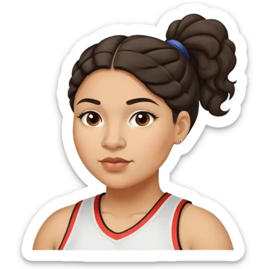  plus size light skin latino women basketball player with wavy dark hair in pony tail flat wide nose  sticker