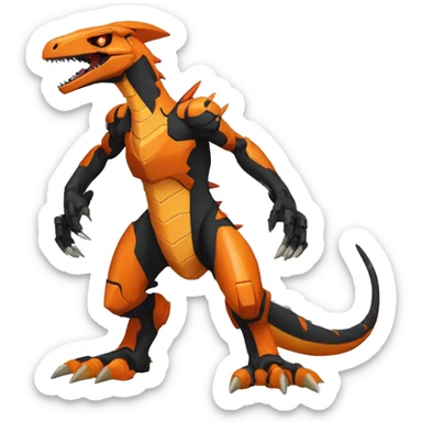  Cool Edgy Black Orange Digimon-Fakemon-Guilmon-Velociraptor-Dragon-Mecha full body sticker
