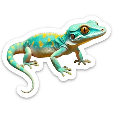 Cinematic Noble Gecko Portrait Emoji, Poised and sleek, with a compact, agile body adorned with textured, mottled scales and luminous, alert eyes accentuated by delicate toe pads and subtle patterning, Simplified yet sharp and sophisticated features, highly detailed, glowing with a soft, ambient jungle glow, high shine, intelligent and vigilant, stylized with an air of exotic elegance, focused and precise, soft glowing outline, capturing the essence of a watchful reptilian guardian that seems ready to scamper out of the screen with effortless agility! sticker