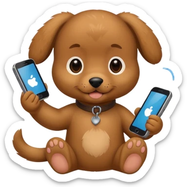 puppy with phone sticker