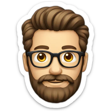 Geek avec des lunettes et cheveux brun un peu de barbe uniquement sur le bas et surtout pas de moustache avec des cheveux lisse sticker