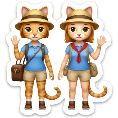 2 girl cats dressed up as tourists full body sticker