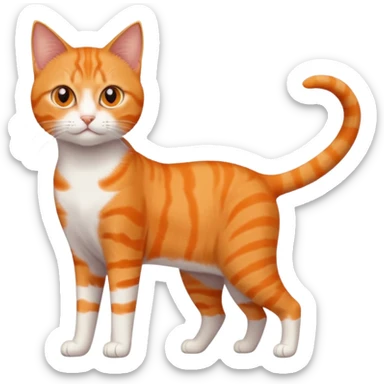 full body solid orange domestic shorthair slim cat with yellow/orange eyes playing sticker