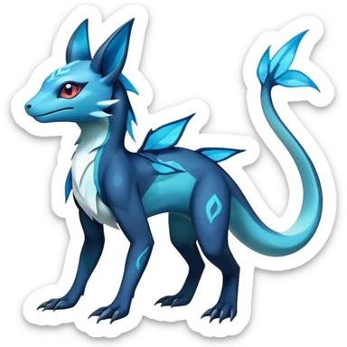 Colorful Dark Shiny Exotic Salandit-Aurorus-Glaceon-Fakémon-hybrid-creature (full body)  sticker