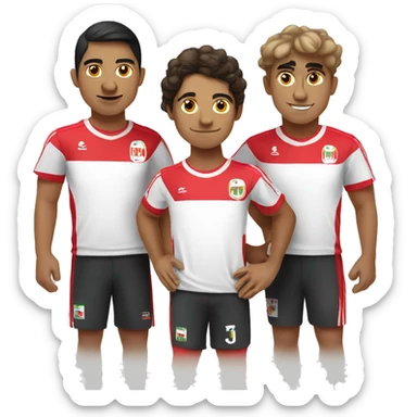 Group of 3 Peruvian friends wearing Peru national team jerseys sticker