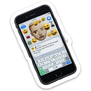POV of iPhone on messenger: fictional secretive chat about transporting items, vague and coded messages. Phone held in one hand, blurred background sticker