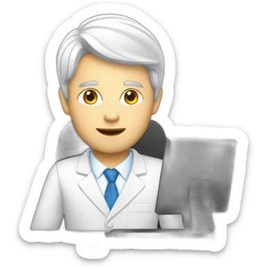 White men working in sales with pc sticker