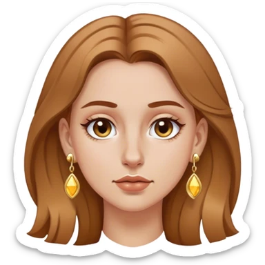 Chica blanca con cabello marrón claro, con piercing en la nariz con aretes dorados  sticker