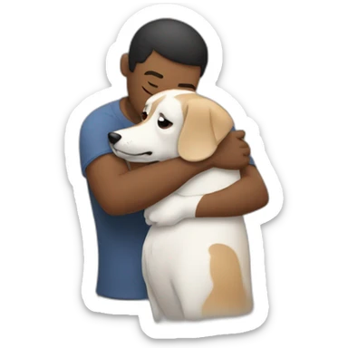 Dog hug to men sticker