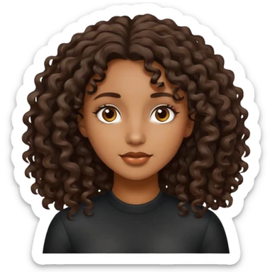 dark brown girl with wavy curly hairs sticker