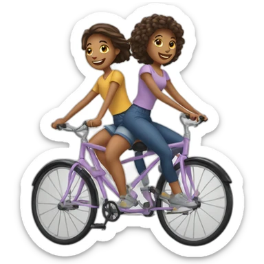 Two girls riding a tandem bike sticker
