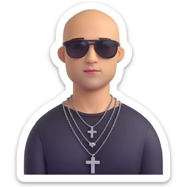 Dominic Toretto from Fast and Furious with sunglasses and cross necklace sticker