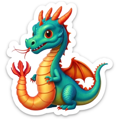 a dragon and a shrimp are friends sticker