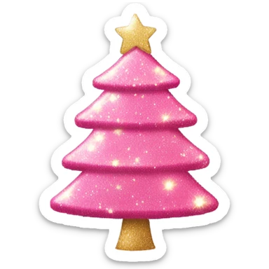 Pink Christmas tree with glitter and lights sticker