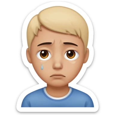 Sad face with a tear  sticker