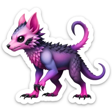 Cool Edgy Black-pink-purple-gradient badass Trico-animal-creature full bodyd sticker