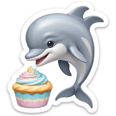 make me a dolphin that is asking a cat with buttercream sticker
