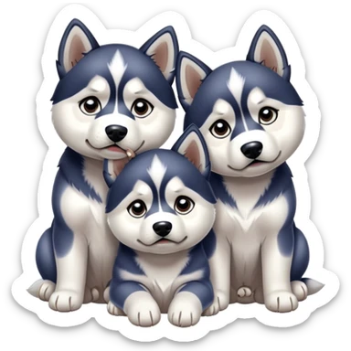 very sad three puppies 
huskies look pitifully sticker