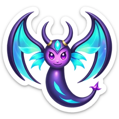 Shiny iridescent glowing dark neon Lunala-Dhelmise-fusion sticker