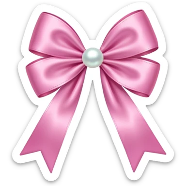 Pink bow with hanging pearl sticker