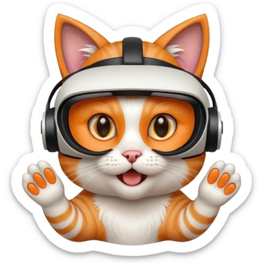 gamer cat wearing a VR headset with an excited expression sticker